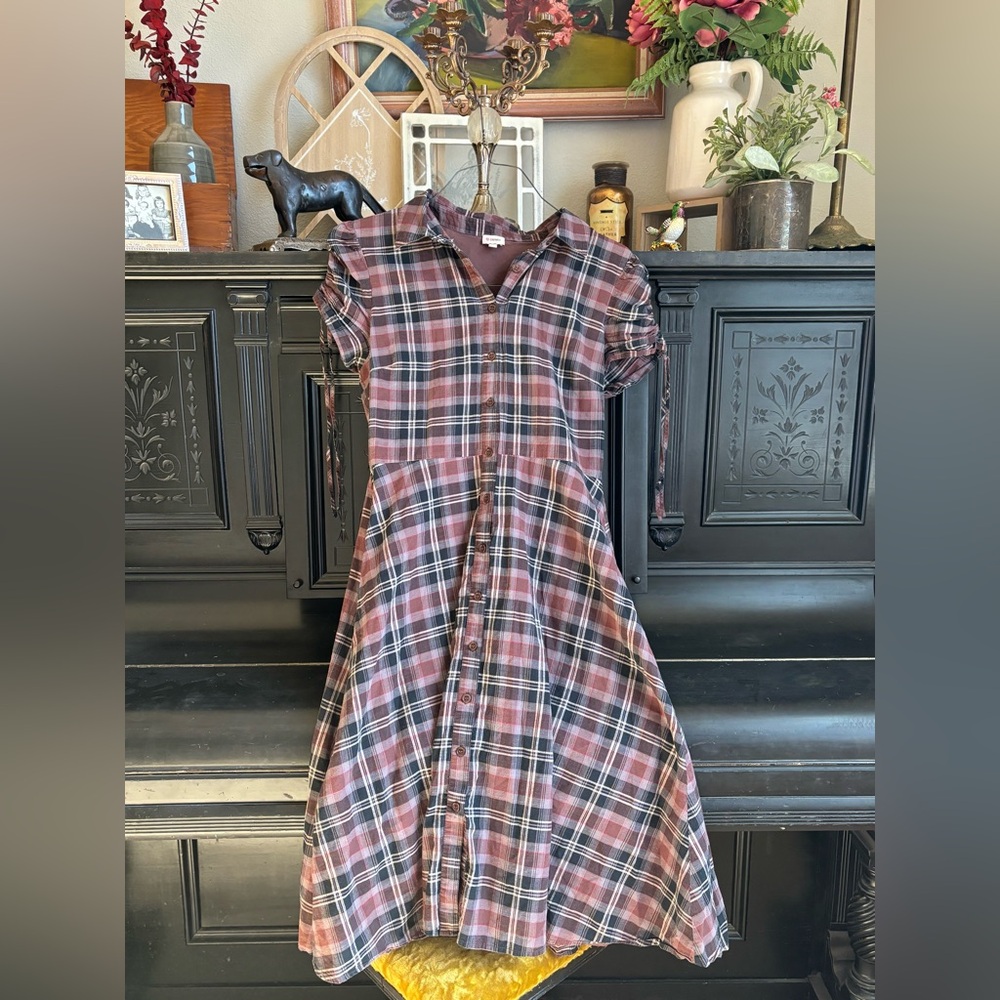 Cremieux Dark Academia Plaid Dress